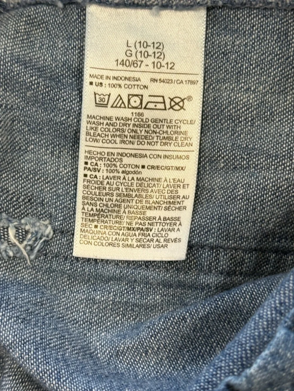 Old Navy Girls Denim-Style Elastic Waist Short- Indigo Blue Large 10-12